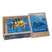 Деревянные развивающие кубики "Морские животные"